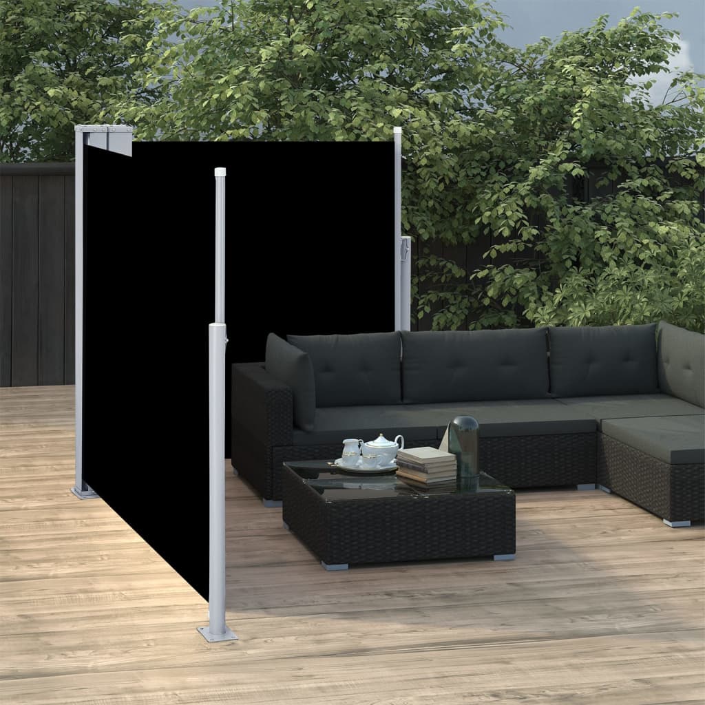 vidaXL Auvent latéral rétractable Noir 120 x 600 cm