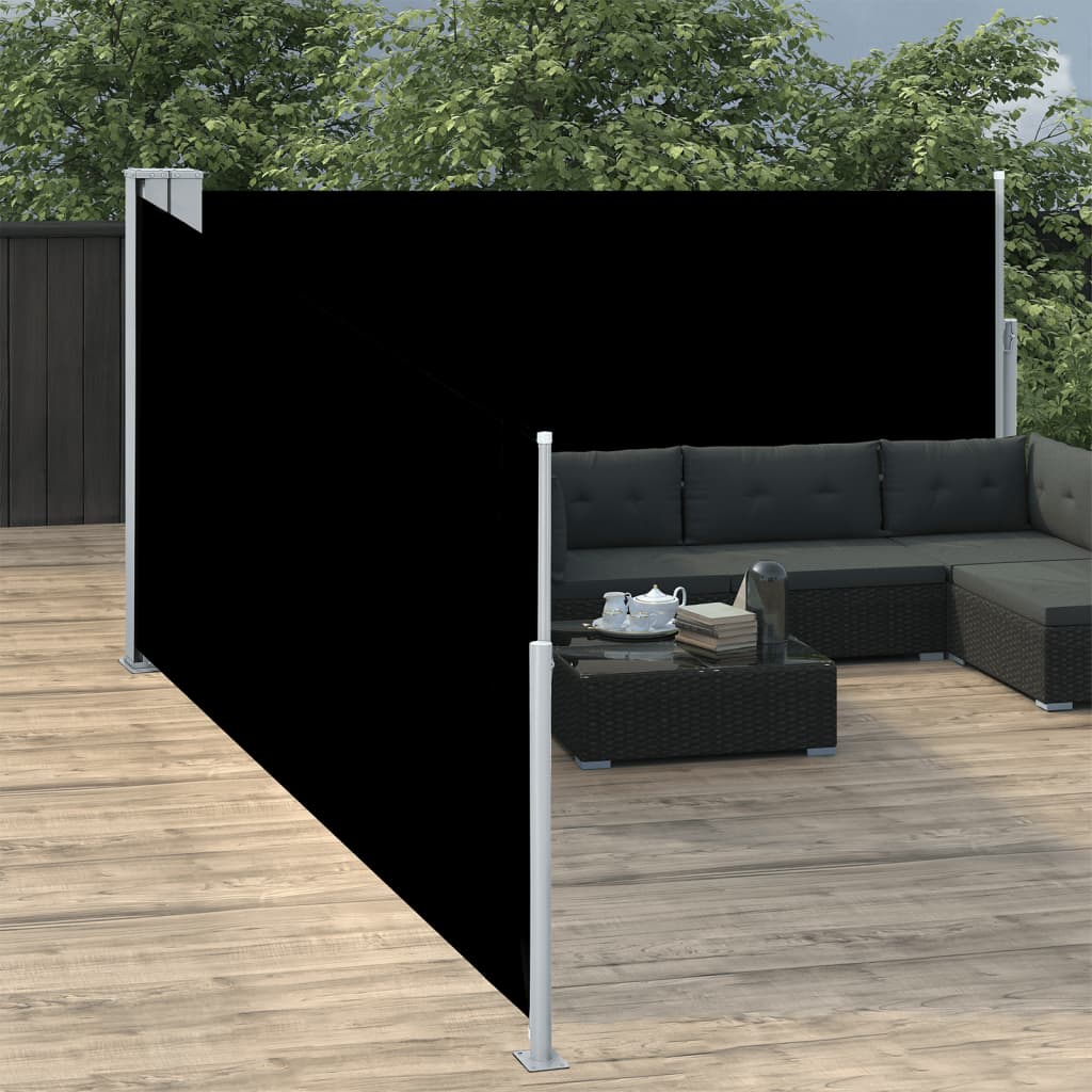 vidaXL Auvent latéral rétractable Noir 120 x 1000 cm
