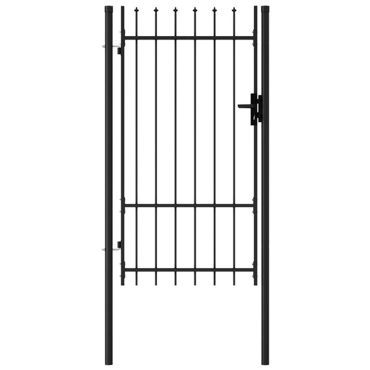 vidaXL Portillon simple porte avec dessus à pointe Acier 1x1,75 m Noir