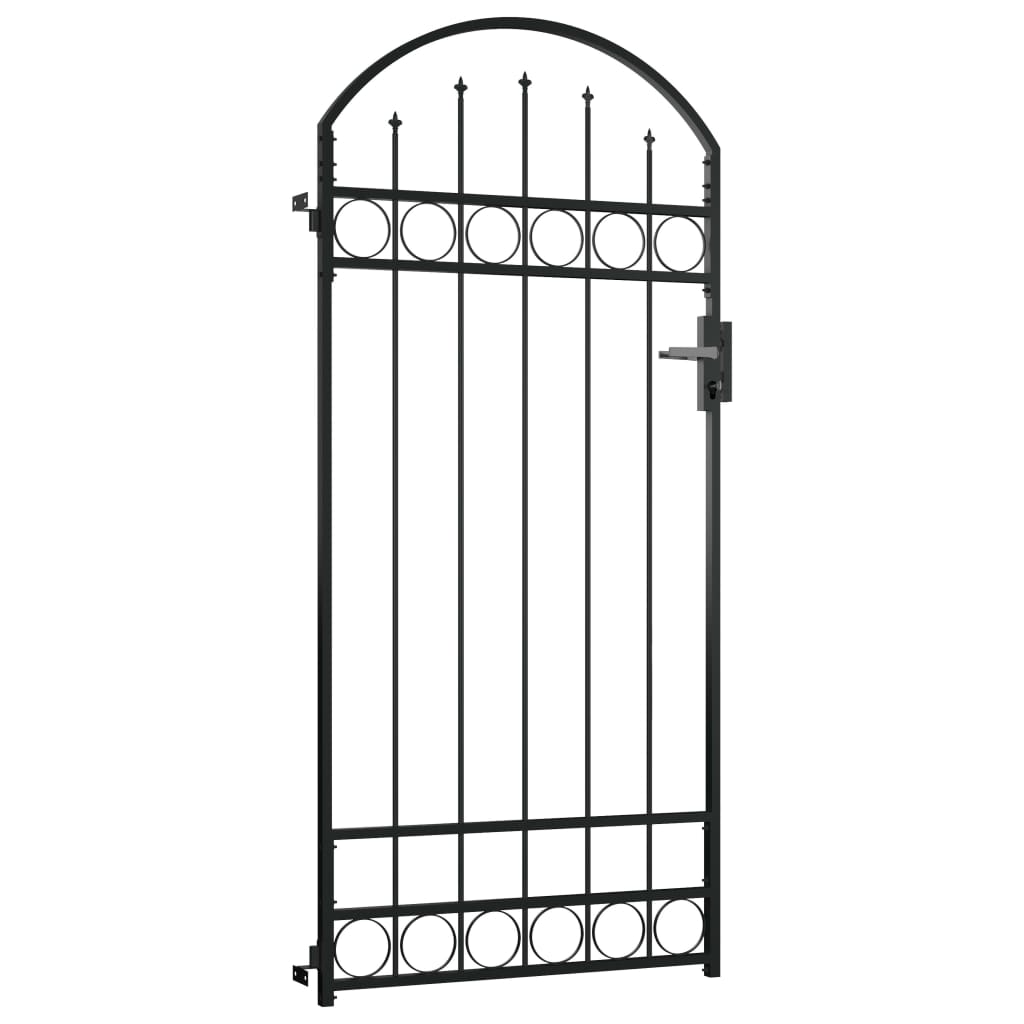 vidaXL Portail de jardin avec dessus arqué Acier 89x200 cm Noir