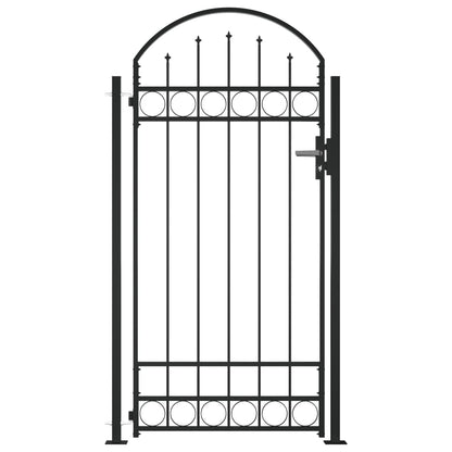vidaXL Portail de clôture à dessus arqué et 2 poteaux 105x204 cm Noir