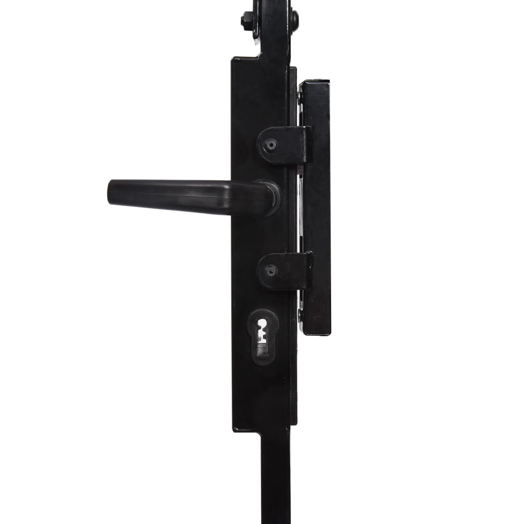 vidaXL Portail de clôture à dessus arqué et 2 poteaux 105x204 cm Noir