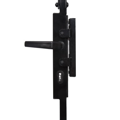 vidaXL Portail de clôture à dessus arqué et 2 poteaux 105x204 cm Noir