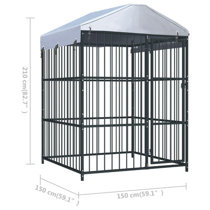 vidaXL Chenil d'extérieur avec toit pour chiens 150x150x210 cm
