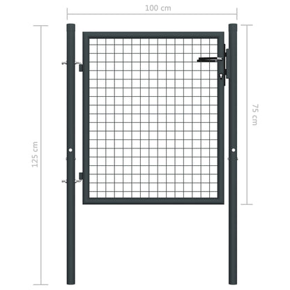 vidaXL Portail en maille de jardin Acier galvanisé 100 x 125 cm Gris