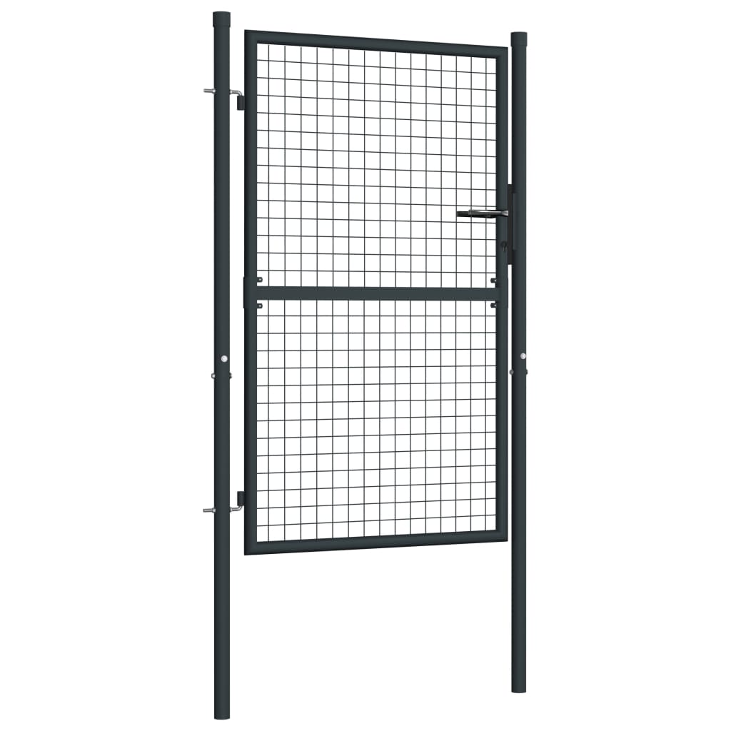 vidaXL Portail en maille de jardin Acier galvanisé 100 x 175 cm Gris