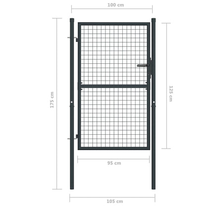 vidaXL Portail en maille de jardin Acier galvanisé 100 x 175 cm Gris