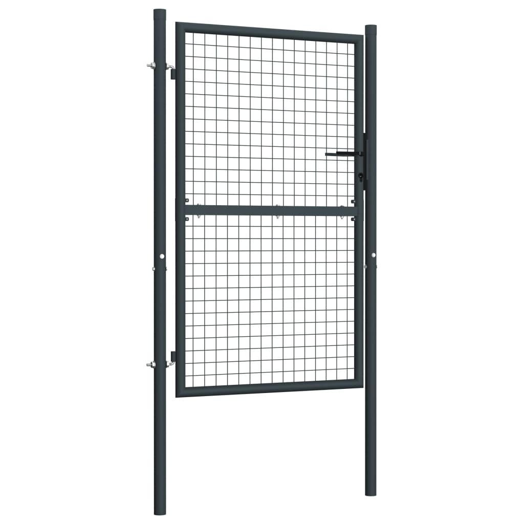 vidaXL Portail en maille de jardin Acier galvanisé 100 x 225 cm Gris