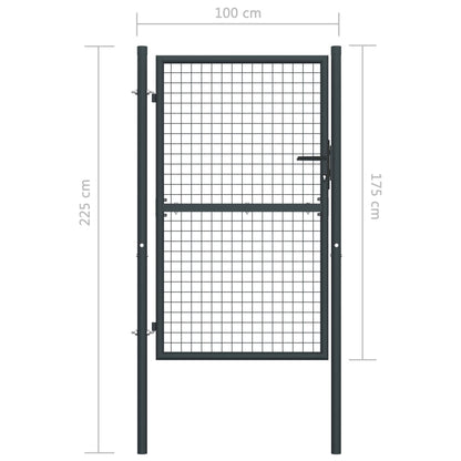 vidaXL Portail en maille de jardin Acier galvanisé 100 x 225 cm Gris