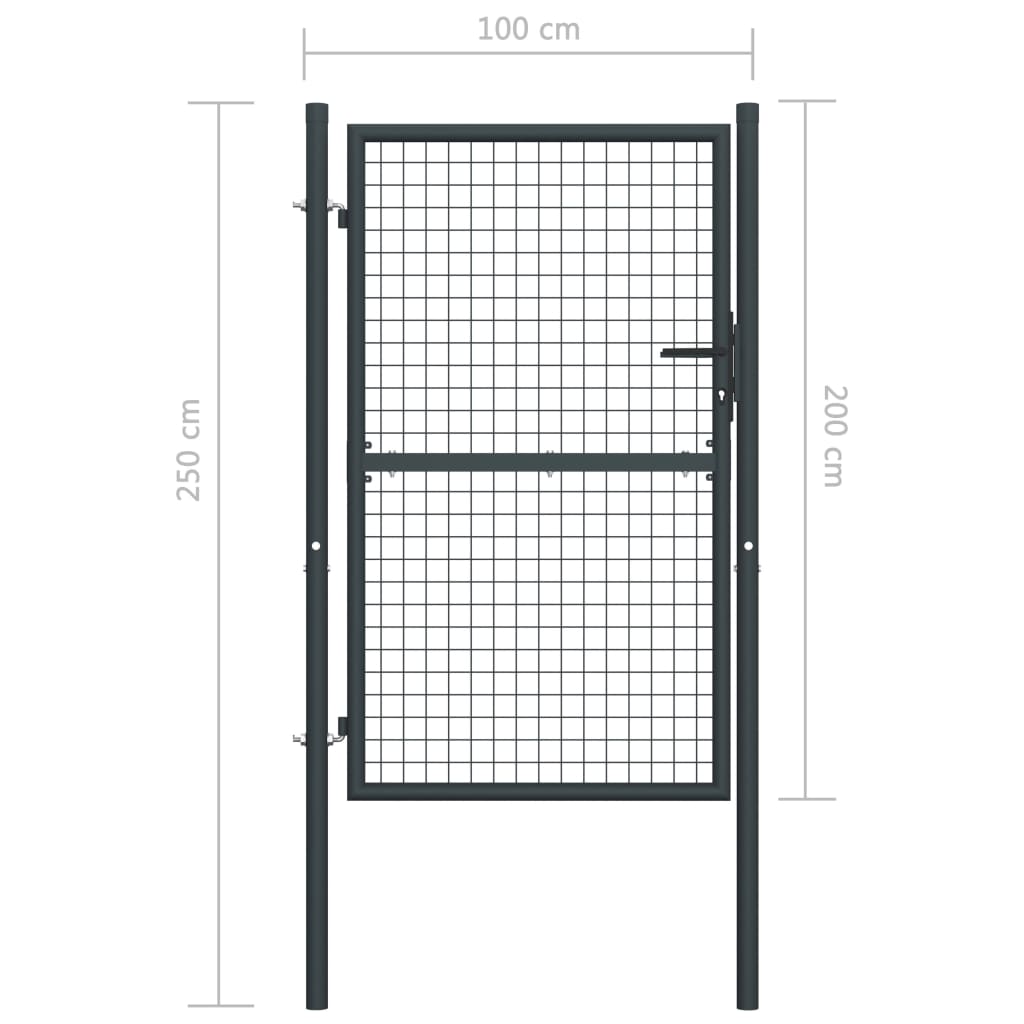 vidaXL Portail en maille de jardin Acier galvanisé 100 x 250 cm Gris