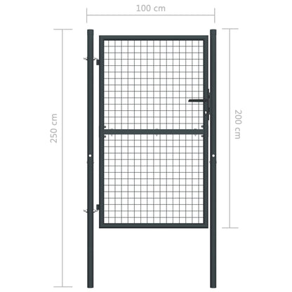 vidaXL Portail en maille de jardin Acier galvanisé 100 x 250 cm Gris