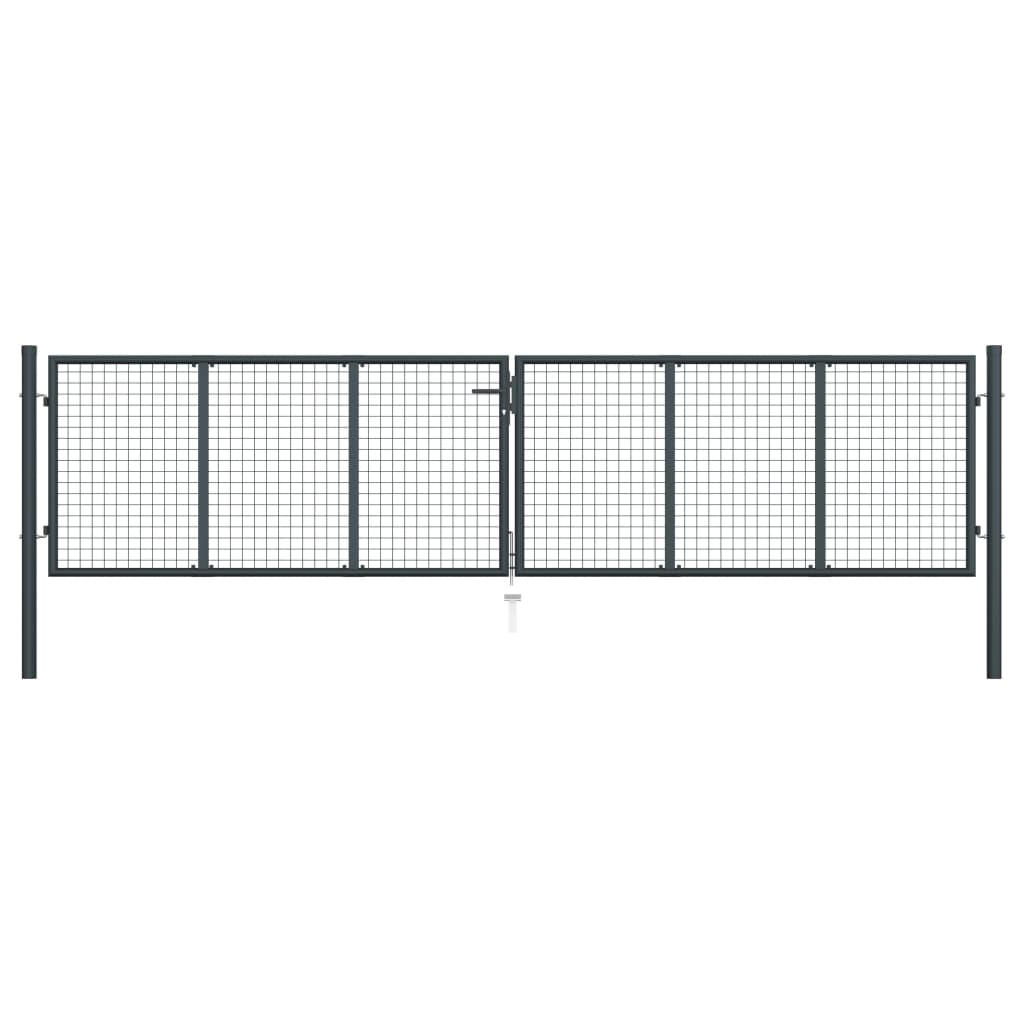 vidaXL Portail en maille de jardin Acier galvanisé 400 x 150 cm Gris