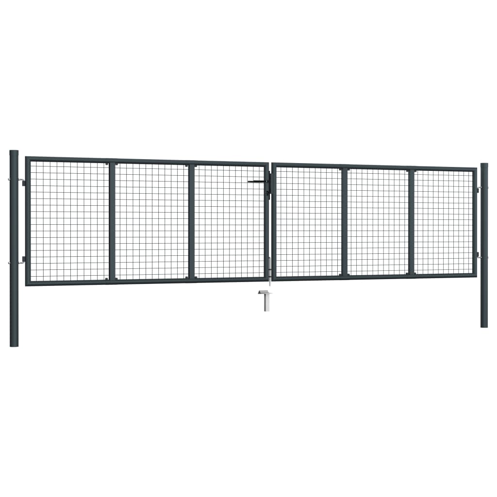 vidaXL Portail en maille de jardin Acier galvanisé 400 x 150 cm Gris