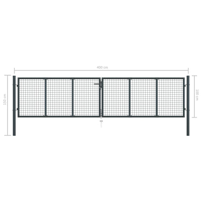 vidaXL Portail en maille de jardin Acier galvanisé 400 x 150 cm Gris
