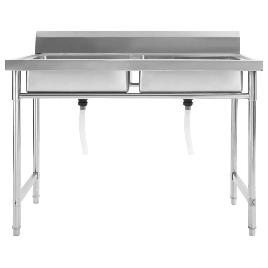 vidaXL Évier de cuisine à lavabo double Acier inoxydable