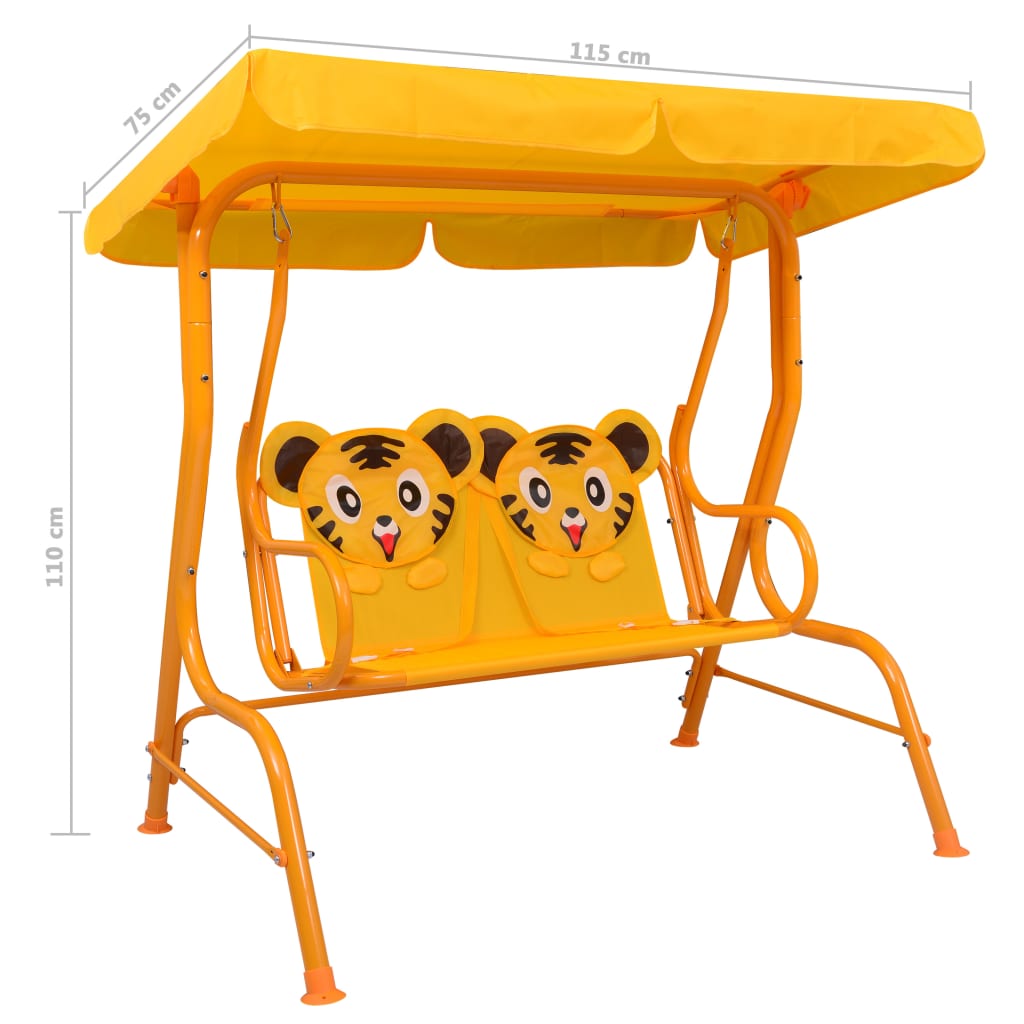 vidaXL Balancelle pour enfants Jaune 115x75x110 cm Tissu