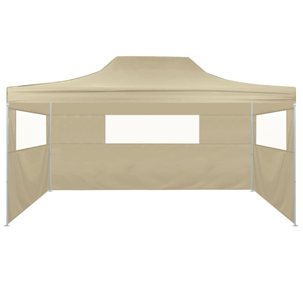 vidaXL Tente de réception pliable avec 3 parois 3x4 m Acier Crème