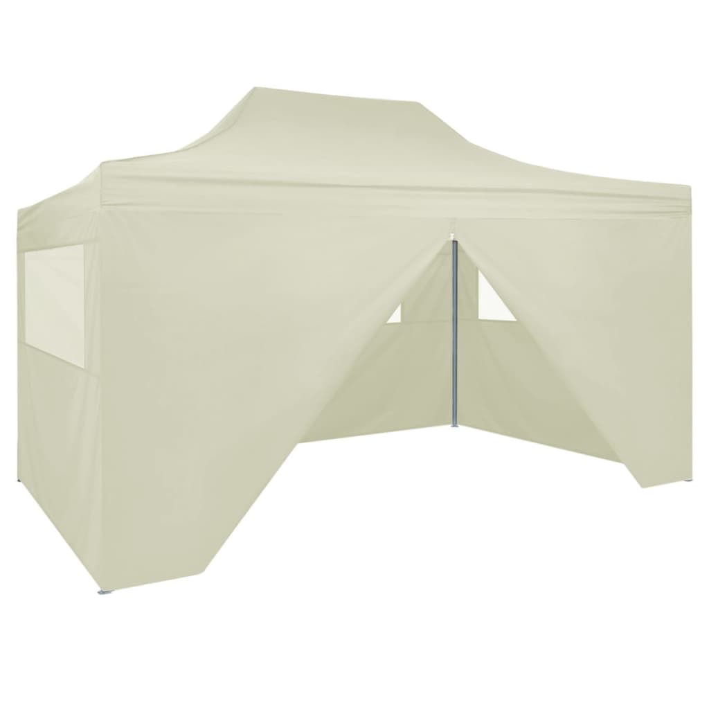 vidaXL Tente de réception pliable avec 4 parois 3x4 m Acier Crème