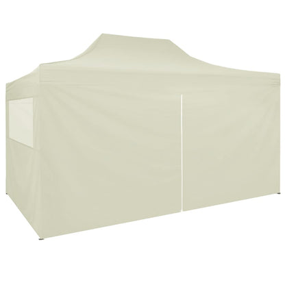 vidaXL Tente de réception pliable avec 4 parois 3x4 m Acier Crème
