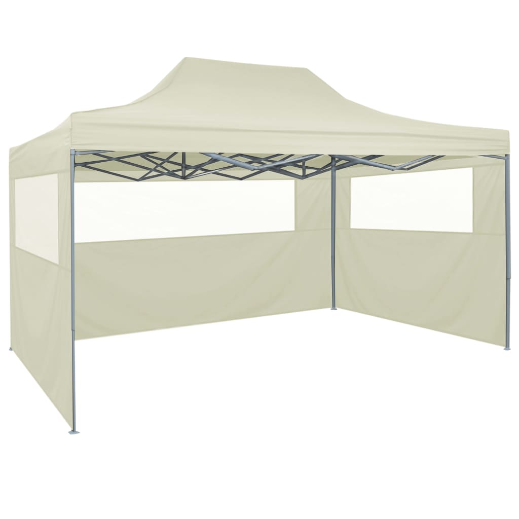 vidaXL Tente de réception pliable avec 4 parois 3x4 m Acier Crème