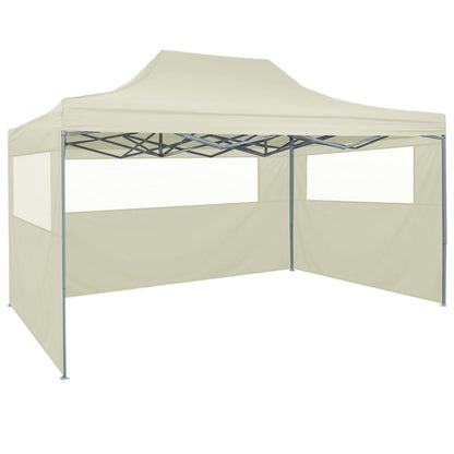 vidaXL Tente de réception pliable avec 4 parois 3x4 m Acier Crème