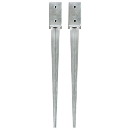 vidaXL Piquets au sol 2 pcs Argenté 7x7x75 cm Acier galvanisé