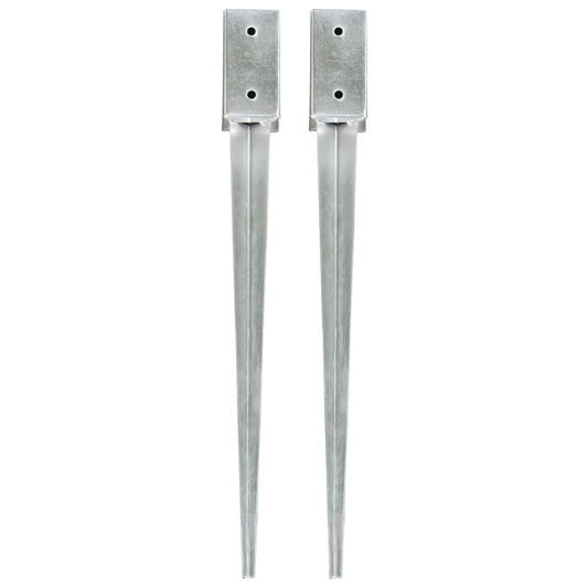 vidaXL Piquets au sol 2 pcs Argenté 7x7x75 cm Acier galvanisé