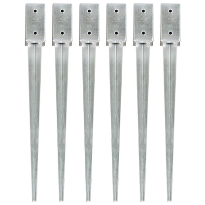 vidaXL Piquets au sol 6 pcs Argenté 7x7x75 cm Acier galvanisé