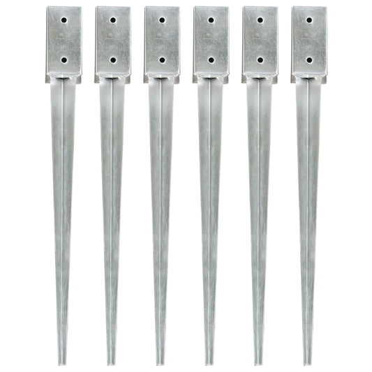 vidaXL Piquets au sol 6 pcs Argenté 7x7x75 cm Acier galvanisé