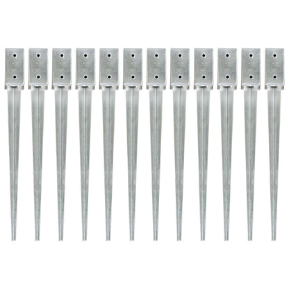 vidaXL Piquets au sol 12 pcs Argenté 7x7x75 cm Acier galvanisé