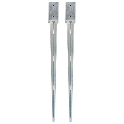 vidaXL Piquets au sol 2 pcs Argenté 7x7x90 cm Acier galvanisé