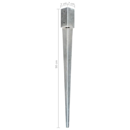 vidaXL Piquets au sol 2 pcs Argenté 7x7x90 cm Acier galvanisé