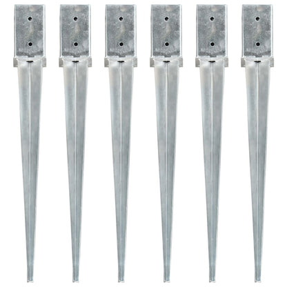 vidaXL Piquets au sol 6 pcs Argenté 8x8x76 cm Acier galvanisé