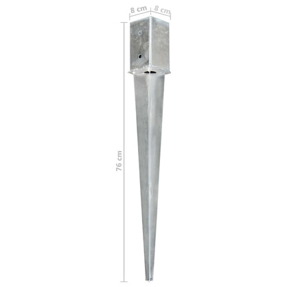 vidaXL Piquets au sol 6 pcs Argenté 8x8x76 cm Acier galvanisé