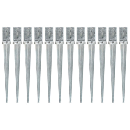vidaXL Piquets au sol 12 pcs Argenté 8x8x76 cm Acier galvanisé