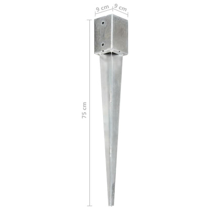 vidaXL Piquets au sol 12 pcs Argenté 9x9x75 cm Acier galvanisé