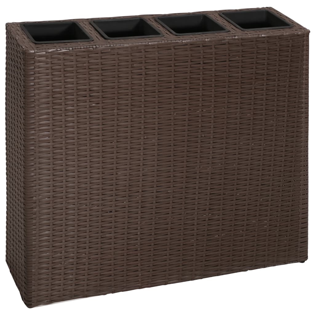 vidaXL Lits surélevés de jardin et 4 pots 2 pcs Résine tressée Marron
