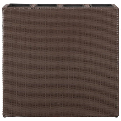 vidaXL Lits surélevés de jardin et 4 pots 2 pcs Résine tressée Marron