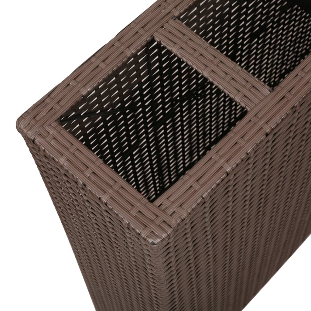 vidaXL Lits surélevés de jardin et 4 pots 2 pcs Résine tressée Marron