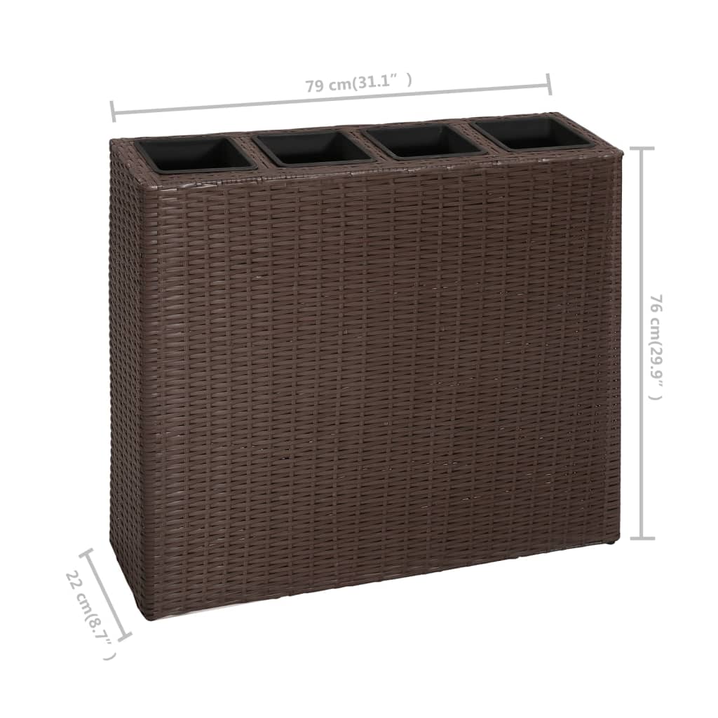 vidaXL Lits surélevés de jardin et 4 pots 2 pcs Résine tressée Marron
