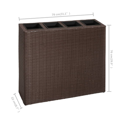 vidaXL Lits surélevés de jardin et 4 pots 2 pcs Résine tressée Marron
