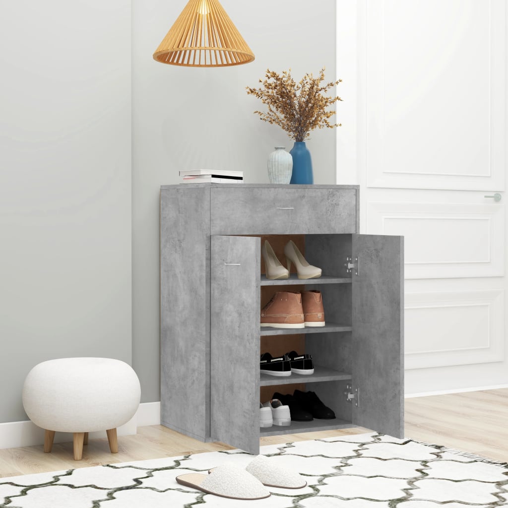 vidaXL Armoire à chaussures Gris béton 60x35x84 cm Aggloméré