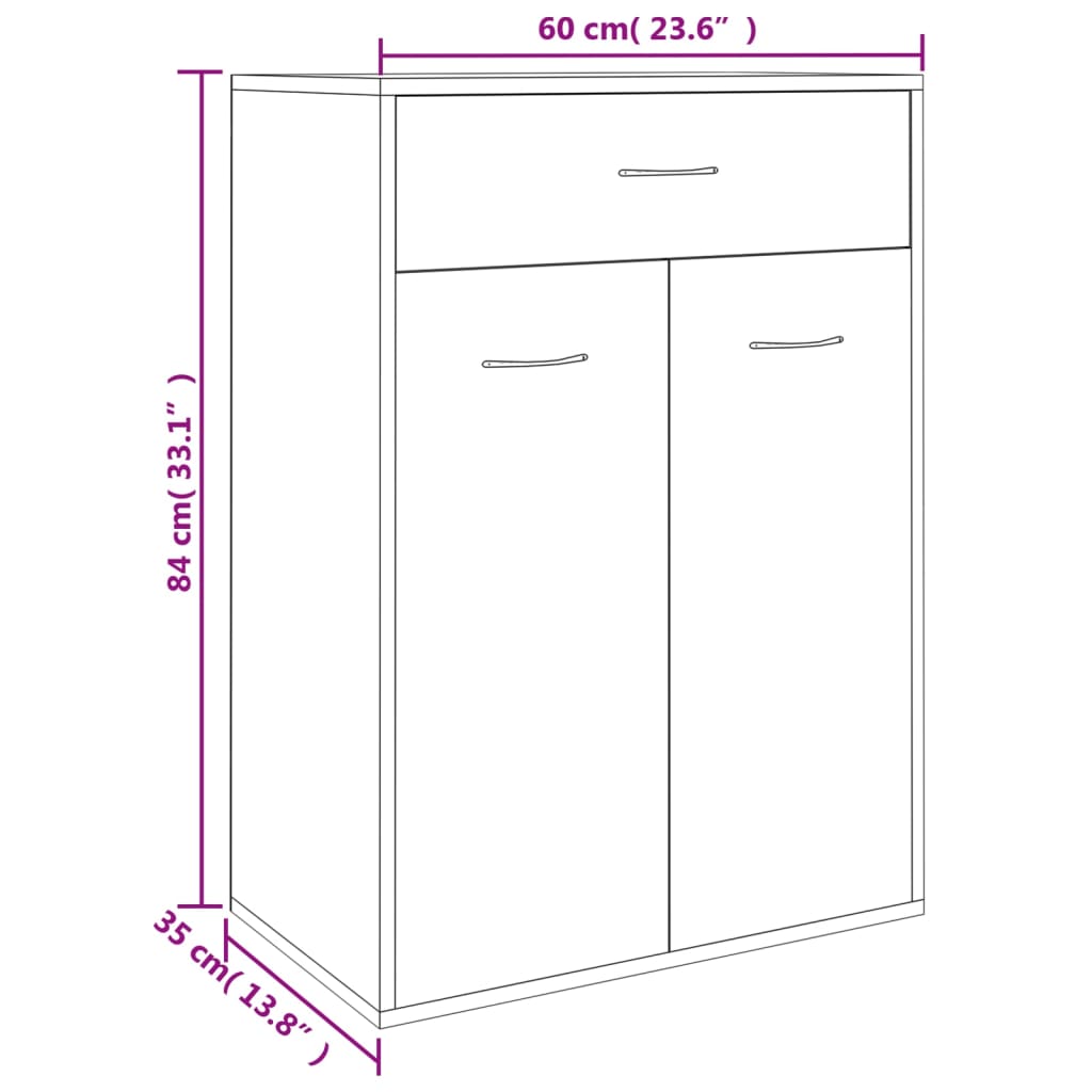 vidaXL Armoire à chaussures Gris béton 60x35x84 cm Aggloméré