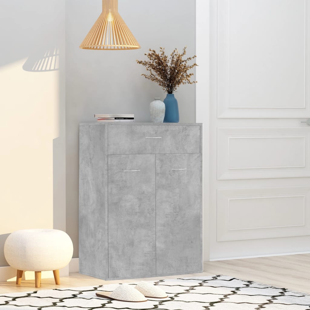 vidaXL Armoire à chaussures Gris béton 60x35x84 cm Aggloméré
