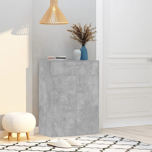 vidaXL Armoire à chaussures Gris béton 60x35x84 cm Aggloméré