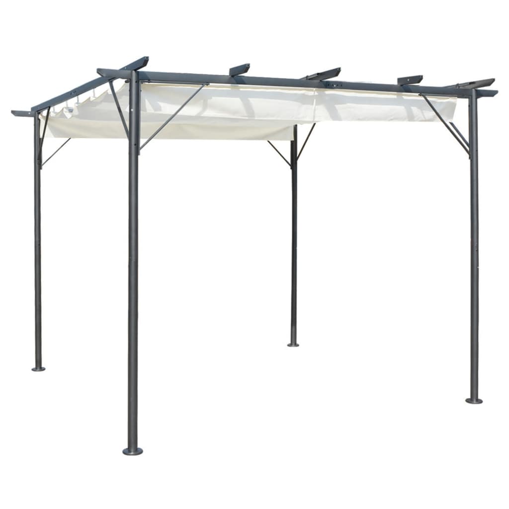 vidaXL Pergola avec toit rétractable Blanc crème 3 x 3 m Acier