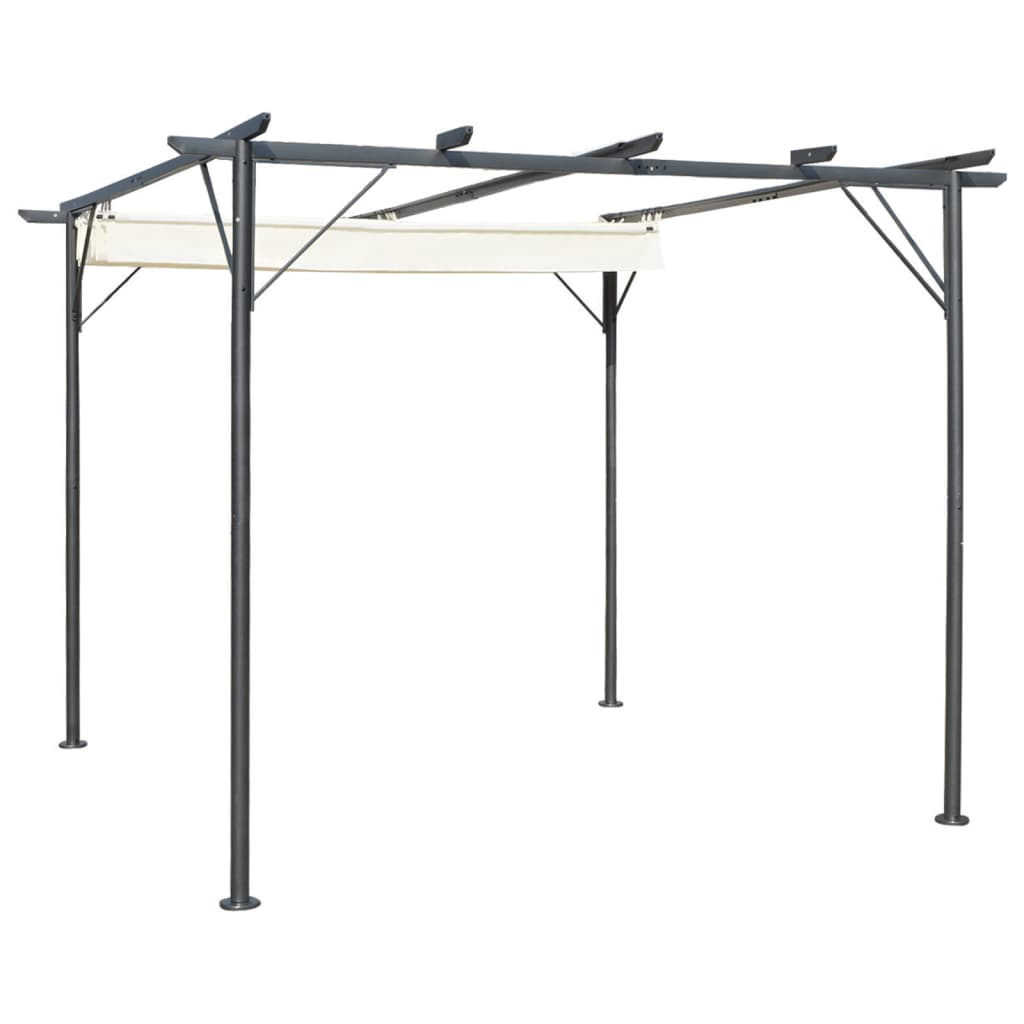 vidaXL Pergola avec toit rétractable Blanc crème 3 x 3 m Acier