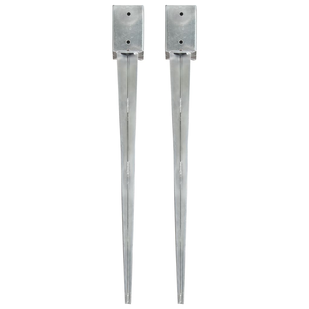 vidaXL Piquets au sol 2 pcs Argenté 9x9x90 cm Acier galvanisé