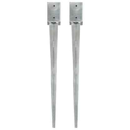 vidaXL Piquets au sol 2 pcs Argenté 9x9x90 cm Acier galvanisé