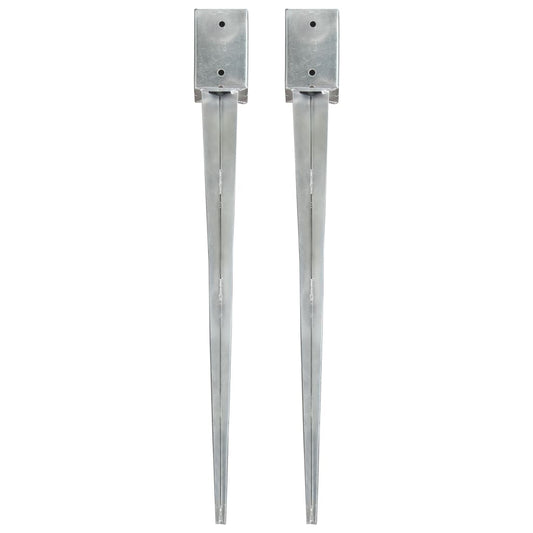vidaXL Piquets au sol 2 pcs Argenté 9x9x90 cm Acier galvanisé